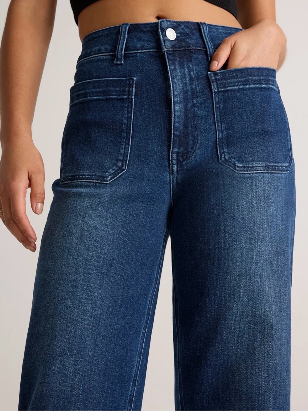 Quince Bella Stretch Patch Pocket Wide Leg Jeans 27/28 - Picture 12 of 12